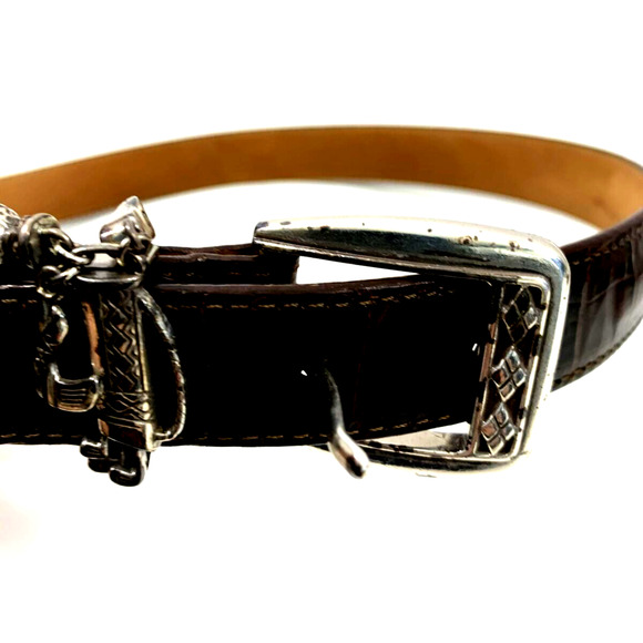 Brighton Belt Womens Medium 30 Dark Brown Leather Golf Silvertone Buckle C3008 - Picture 12 of 13